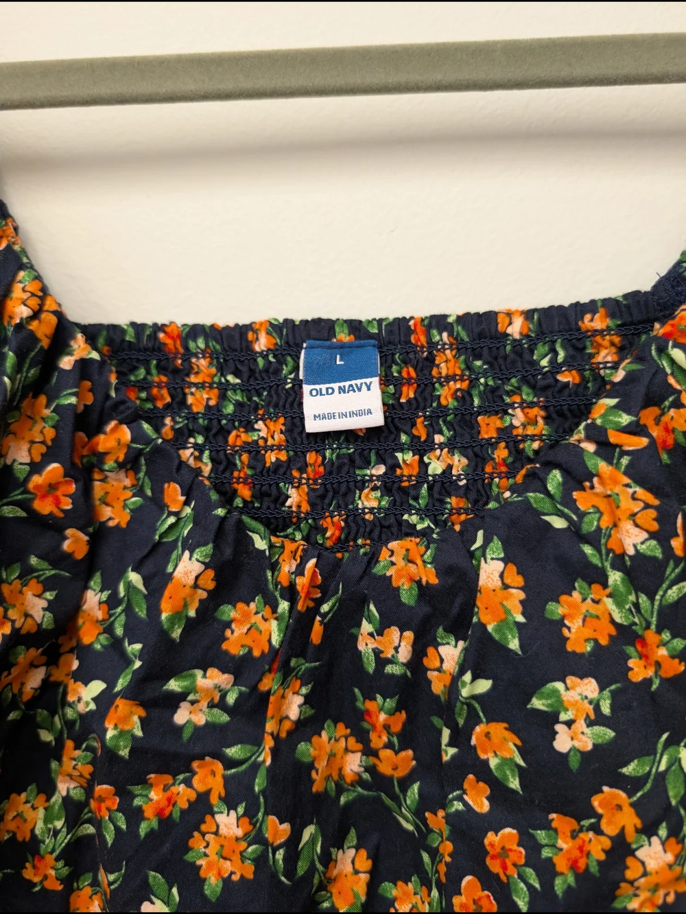 Old Navy Black Floral Square-Neck Puff Sleeve Blouse
